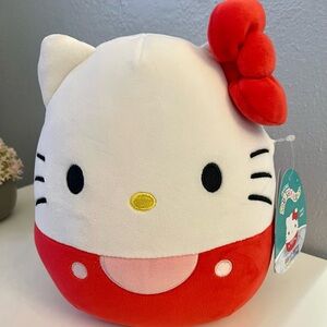 Squishmallow Red and White Hello Kitty Plush